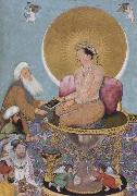 The Mughal emperor jahanir honors a holy dervish,over and above the rulers of the lower world